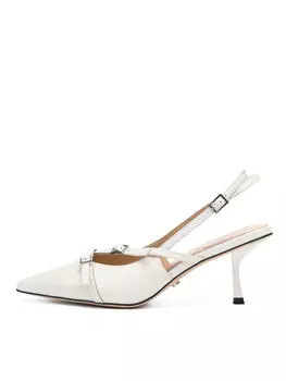 Белые открытые туфли из кожи