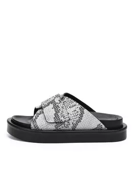 Белые шлепанцы из кожи с принтом рептилия