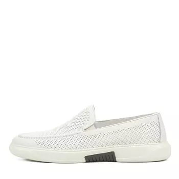 Белые слипоны из кожи с перфорацией