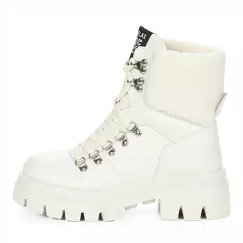 Белые утепленные хайкеры из гладкой кожи