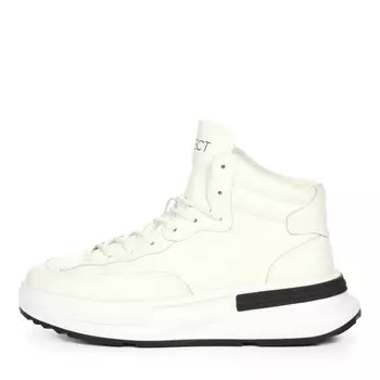 Белые утепленные кеды из кожи