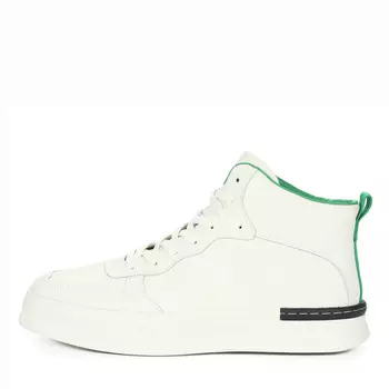 Белые утепленные кеды из кожи