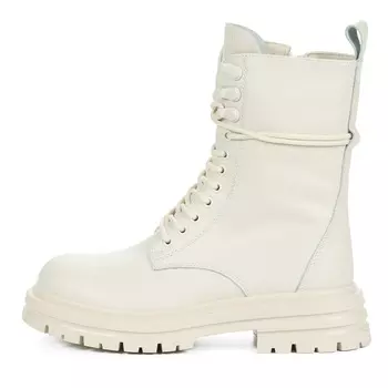 Белые высокие ботинки из кожи на подкладке из шерсти