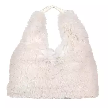 Бежевая плюшевая сумка из текстиля