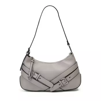 Бежевая сумка хобо из экокожи