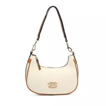 Бежевая сумка хобо из экокожи