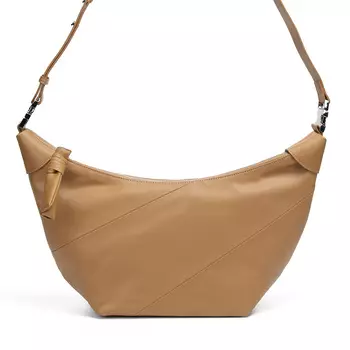 Бежевая сумка хобо из кожи