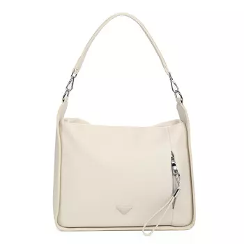 Бежевая сумка мессенджер из экокожи