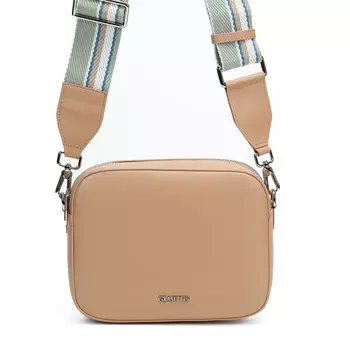 Бежевая сумка мессенджер из гладкой кожи