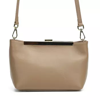 Бежевая сумка мессенджер из гладкой кожи