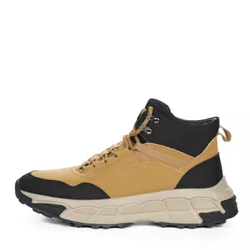 Бежево-черные ботинки из кожи