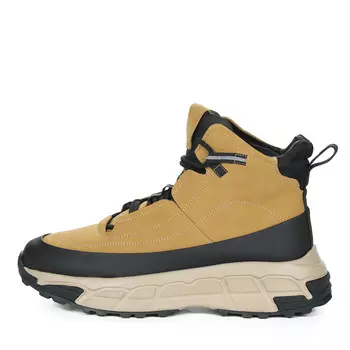 Бежево-черные утепленные ботинки из нубука