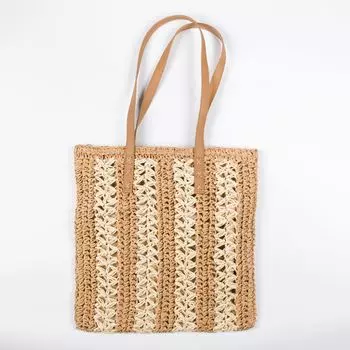 Бежево-коричневая пляжная сумка из целлюлозы