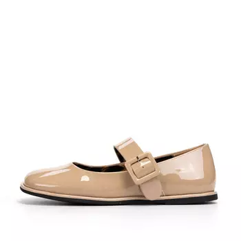 Бежевые балетки Мэри Джейн из лаковой кожи