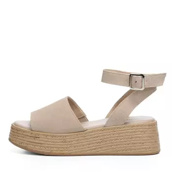 Бежевые босоножки из бархатистого велюра