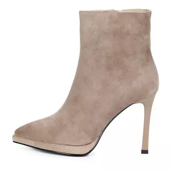 Бежевые ботильоны из натурального велюра