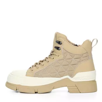 Бежевые ботинки из кожи и текстиля