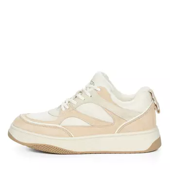 Бежевые кеды из кожи и велюра