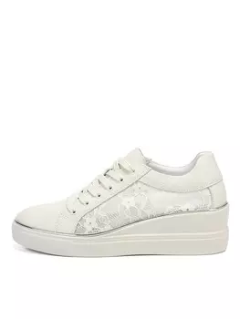 Бежевые кеды из текстиля и кожи