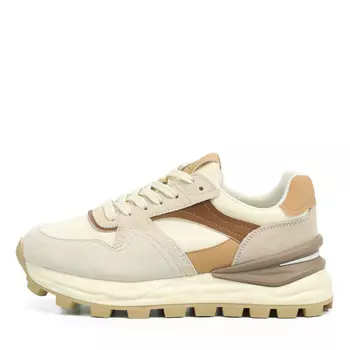 Бежевые кроссовки из гидрофобного велюра и текстиля