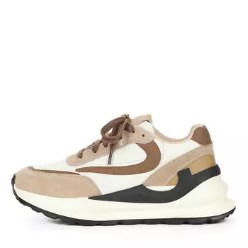 Бежевые кроссовки из комбинированных материалов на подкладке из текстиля