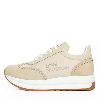Бежевые кроссовки из кожи и текстиля