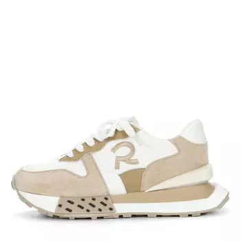 Бежевые кроссовки из ворсовой кожи и текстиля