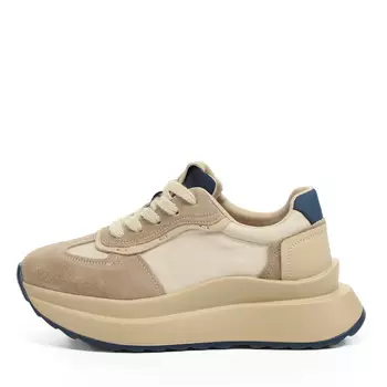 Бежевые кроссовки из ворсовой кожи и текстиля