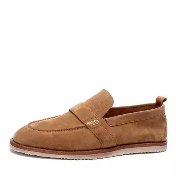 Бежевые лоферы из бархатистого велюра