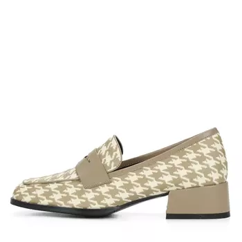 Бежевые лоферы из кожи с паттерном "Гусиные лапки"