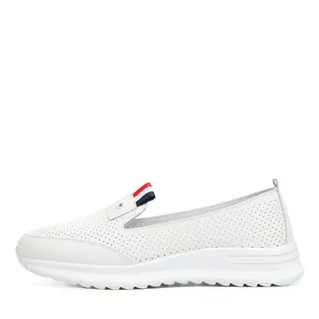 Бежевые лоферы из кожи с перфорацией