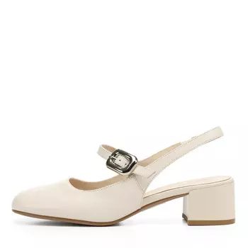 Бежевые открытые туфли из гладкой кожи