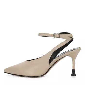 Бежевые открытые туфли из гладкой кожи