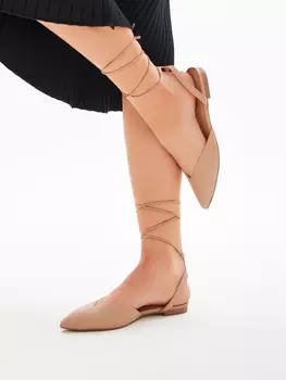 Бежевые открытые туфли из гладкой кожи