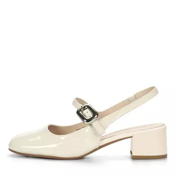 Бежевые открытые туфли из лаковой кожи