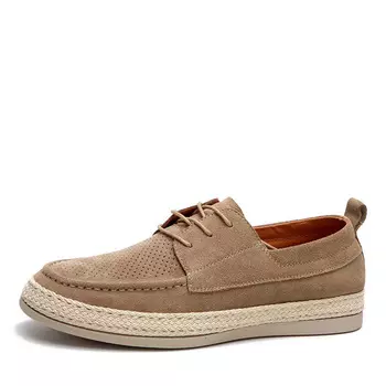 Бежевые полуботинки из бархатистого велюра