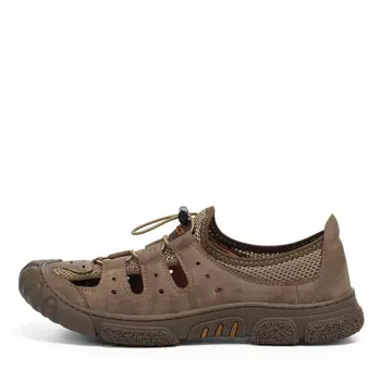 Бежевые полуботинки из текстиля и экокожи