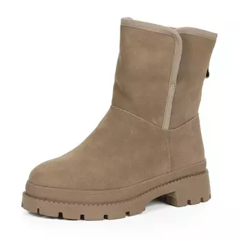 Бежевые полусапоги из велюра на подкладке из натуральной шерсти