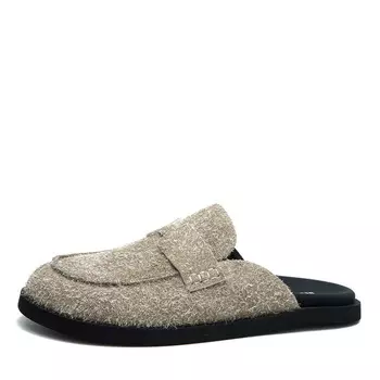 Бежевые сабо из бархатистого велюра