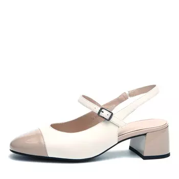 Бежевые слингбэки из лаковой кожи