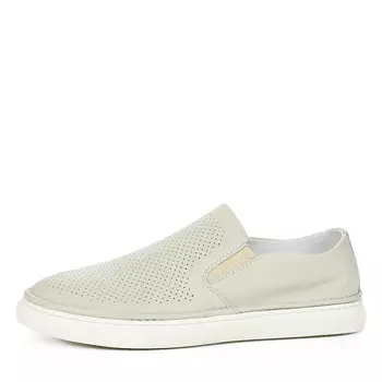 Бежевые слипоны из кожи с перфорацией