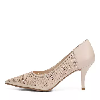 Бежевые туфли лодочки из кожи и тестиля