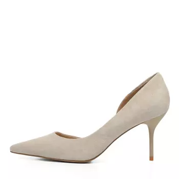 Бежевые туфли лодочки из натурального велюра