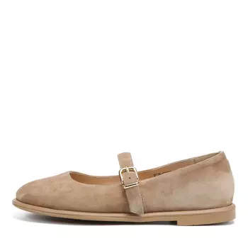 Бежевые туфли Мэри Джейн из натурального велюра