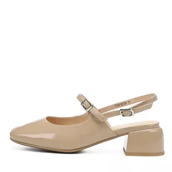 Бежевые туфли слингбэки из лаковой кожи