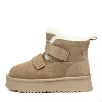 Бежевые угги из бархатистого велюра