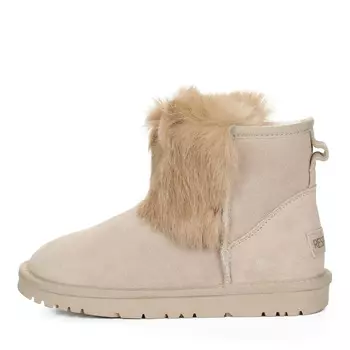 Бежевые угги из ворсовой кожи