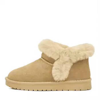 Бежевые угги из ворсовой кожи