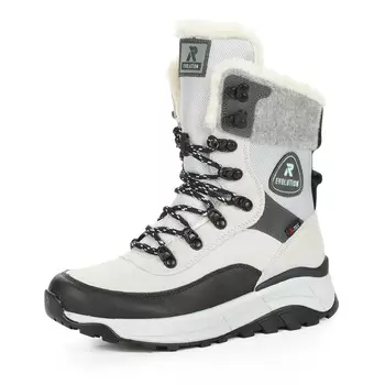 Бежевые утепленные ботинки хайкеры из комбинированных материалов