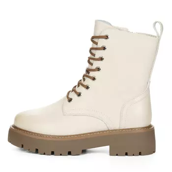 Бежевые утепленные ботинки из кожи